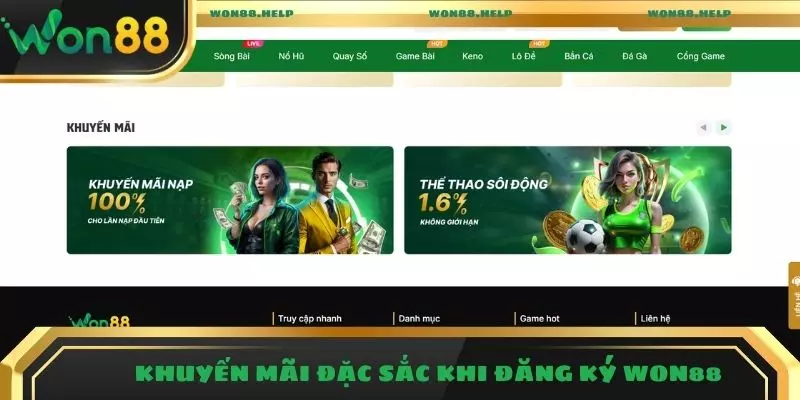 Khuyến mãi đặc sắc khi đăng ký Won88